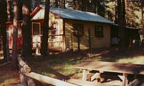 Backyard of cabin #6:tree houses, treehouses, the cottage, cabins at gathering light, a retreat offering cabins near crater lake national park and klamath basin birding trails in southern oregon. cabins, tree houses, rv camping and vacation rentals in the forest on the river near crater lake national park and klamath basin birding trails.