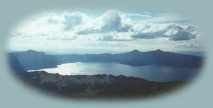 crater lake photographed from the garfield hiking trail on the rim at crater lake national park in oregon.