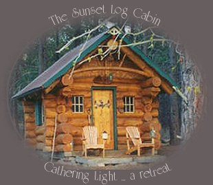 the sunset log cabin at gathering light ... a retreat in southern oregon near crater lake national park: cabins, tree houses in the forest on the river.