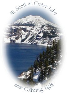 Mt thielsen at crater lake near gathering light ... a retreat in southern oregon: cabins, treehouses in the forest on the river.